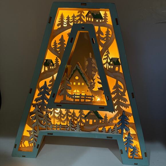 Anthropologie Wonderland Scene Monogram Initial Letter A Christmas Holiday Light - Picture 5 of 6